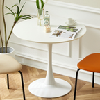 White Round Table, Modern Dining Table, MDF Top and Steel Base Tulip Round Kitchen Table, Mid Century Coffee Table for Living Room 24 Inch, Oval Dining Table - Grand Goldman Shop
