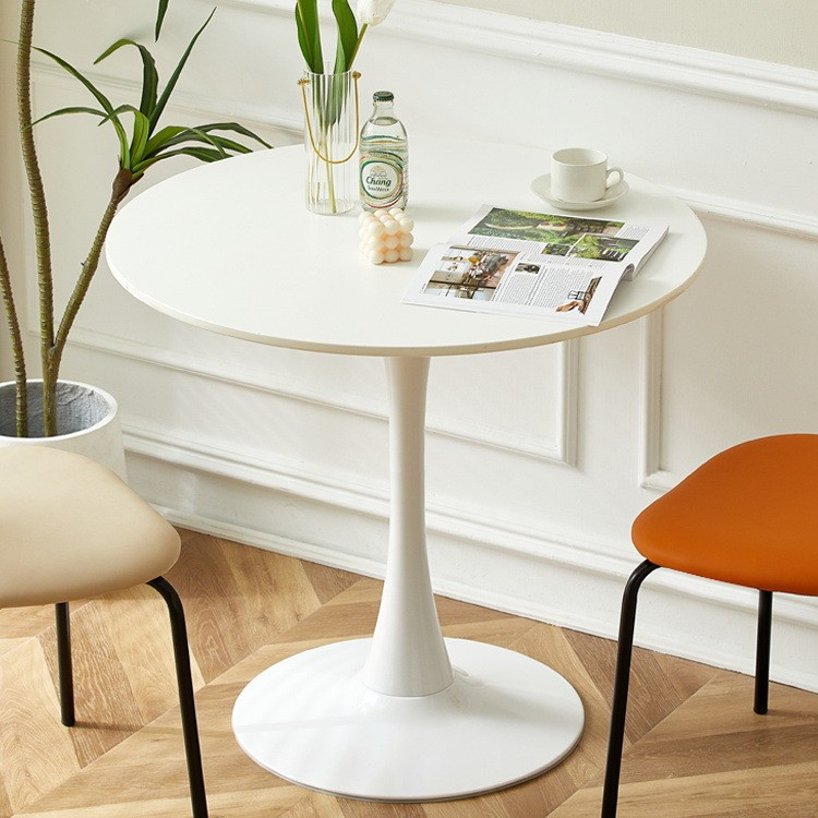 White Round Table, Modern Dining Table, MDF Top and Steel Base Tulip Round Kitchen Table, Mid Century Coffee Table for Living Room 24 Inch, Oval Dining Table - Grand Goldman Shop