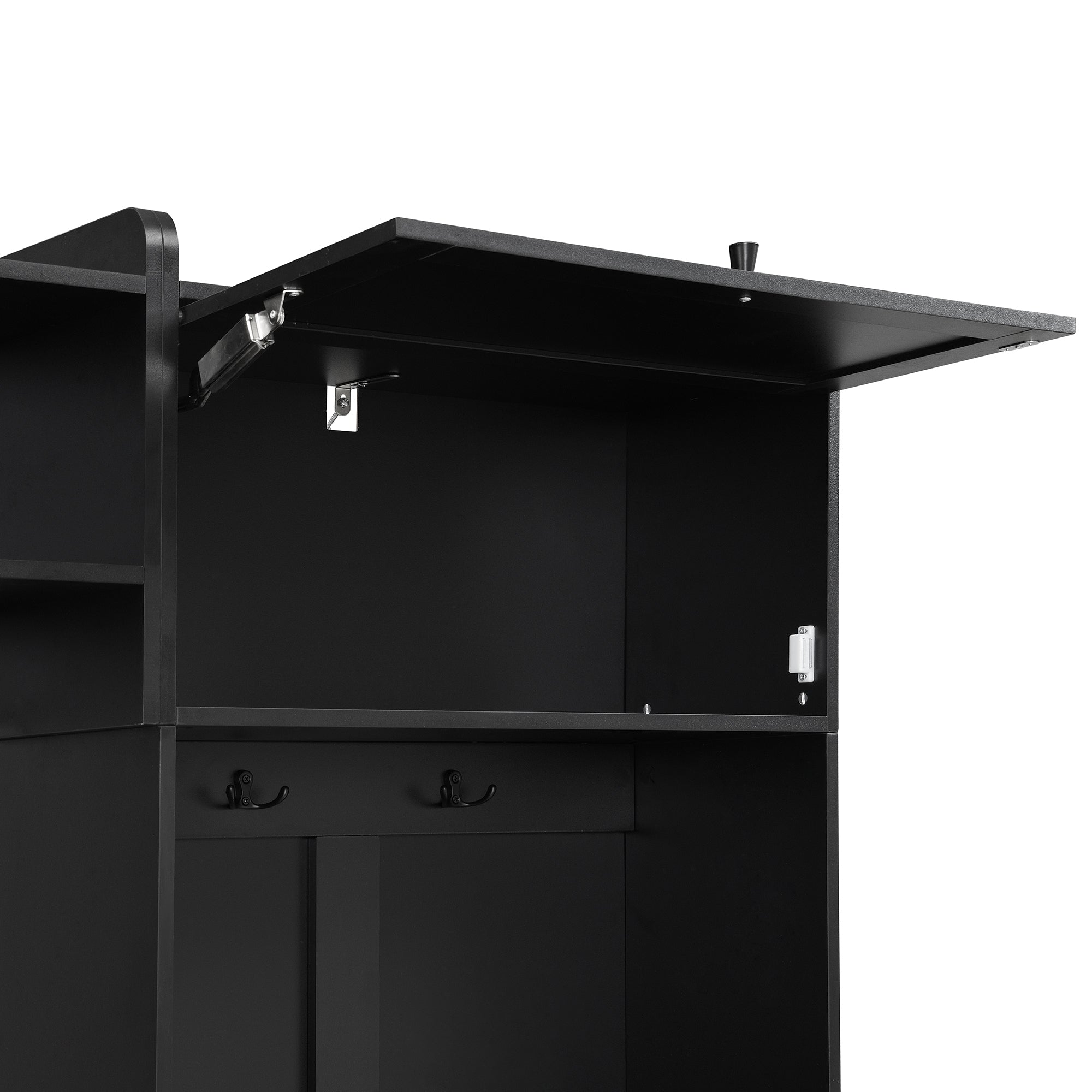 VIBE HAUS 79.1''Wide Modern Hall Tree with Shoe Storage, 4-in-1 Entryway Bench with 8 Cubbies, 7 Coat Hooks & Adjustable Shelf for Hallway, living room, Black - Grand Goldman Shop