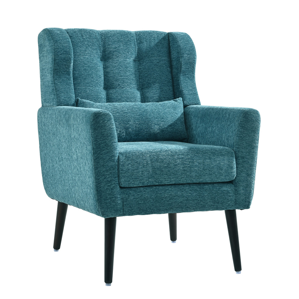 Modern Accent Chair Upholstered Foam Filled Living Room Chairs Comfy Reading Chair Mid Century Modern Chair with Chenille Fabric Lounge Arm Chairs Armchair for Living Room Bedroom (Teal) - Grand Goldman Shop