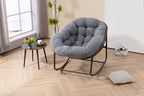 Outdoor Rattan Rocking Chair,Padded Cushion Rocker Recliner Chair Outdoor for Front Porch, Living Room, Patio, Garden, Grey - Grand Goldman Shop