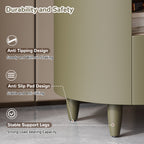 Contemporary & Modern Round Nightstand with Storage Drawer, Sofa End Table with Open Storage Shelf, Bedside Table with Curved Design for Living Room & Bedroom, Easy Assembly, Green - Grand Goldman Shop