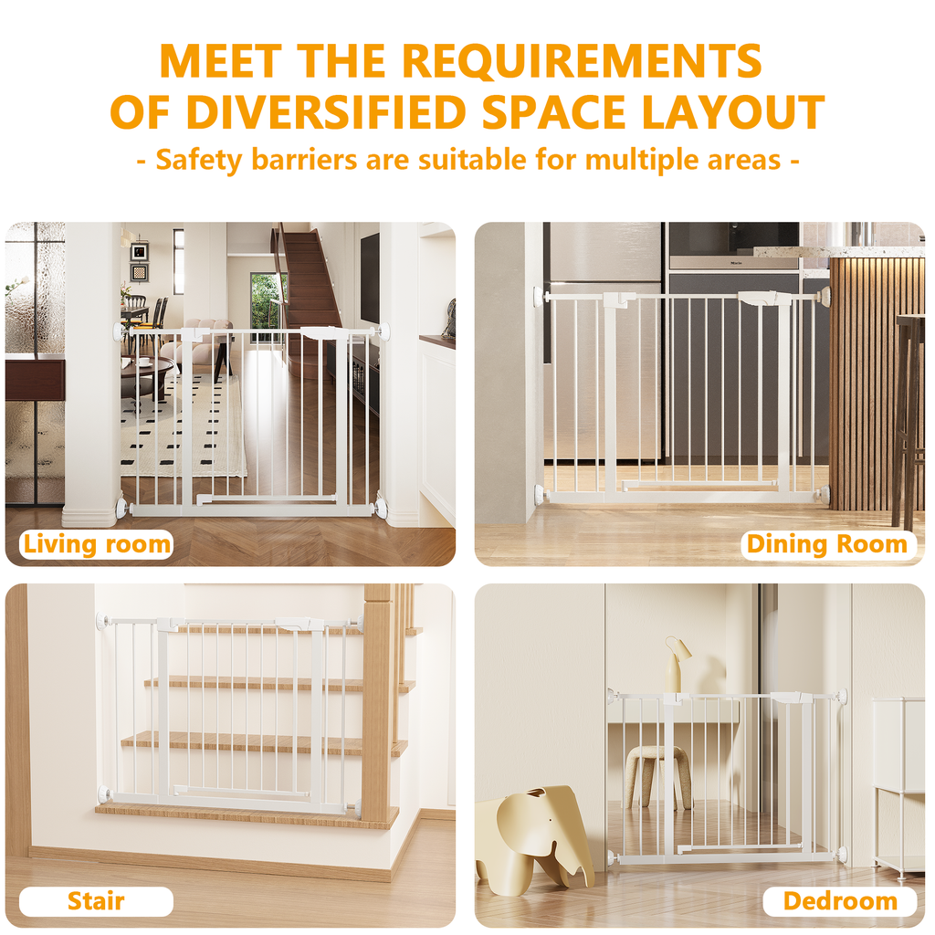29.5-45.3' Wide Baby Gate with wall protector for Stairs, Dog Gate Indoor for Doorways, No Drilling Pressure Mounted Pet Gate