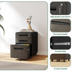 Stylish 3-Drawer Mobile File Cabinet with Lock, All-Steel Metal Storage Cabinet on Casters, Black, Holds A4/Letter Files - Av