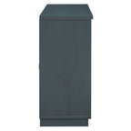TREXM 4-Door Large Storage Buffet Cabinet with Glass Doors, Arched Cabinet with Adjustable Shelves for Kitchen, Dining Room and Living Room (Navy) - Grand Goldman Shop