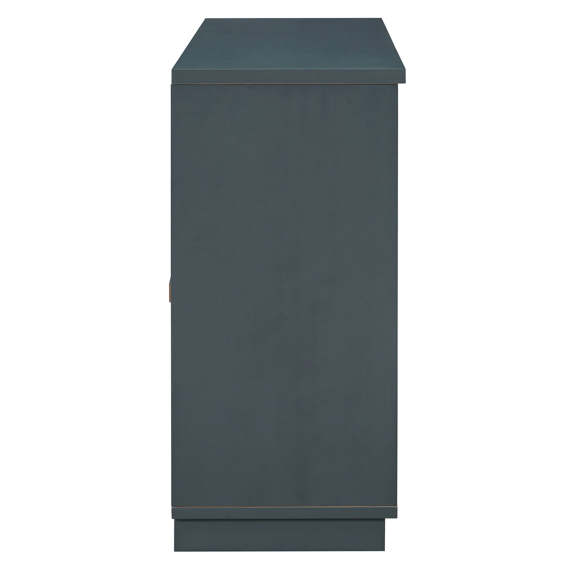 TREXM 4-Door Large Storage Buffet Cabinet with Glass Doors, Arched Cabinet with Adjustable Shelves for Kitchen, Dining Room and Living Room (Navy) - Grand Goldman Shop