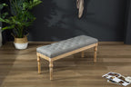 Habit Solid Wood Button Tufted Dining Bench, Grey - Grand Goldman Shop