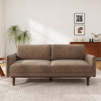 Modern Style Loveseat Sofa 75.75' with Spacious Seating, Brown Chenille Upholstery, Rubber Wood Legs, 2-Seater Couch - Grand Goldman Shop