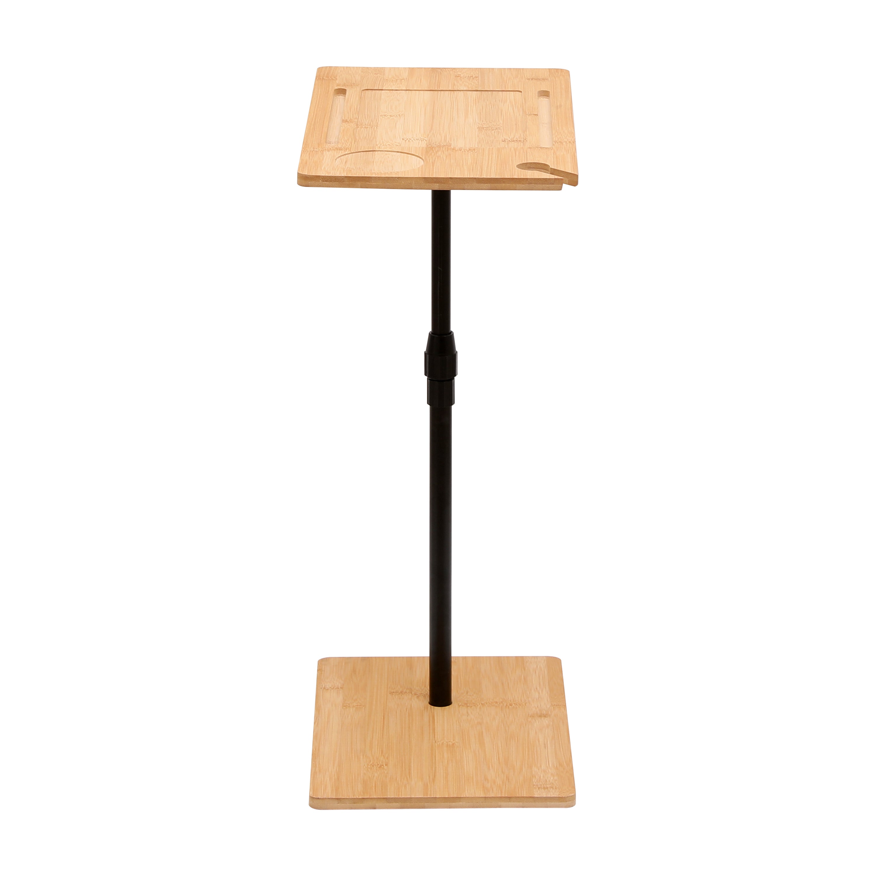 Bamboo Couch Tray Table Height Adjustable C-Shaped End Table with Slots 2 Tier Sofa Side Table for Living Room & Bedroom (Rectangle + Rectangle) - Grand Goldman Shop