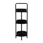 Modern 3-Tier Handwoven Side Table with Oval Organizer in Black Metal and Paper Rope - Grand Goldman Shop