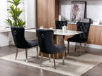 Nikki Collection Modern, High-end Tufted Solid Wood Contemporary Velvet Upholstered Dining Chair with Chrome Stainless Steel Plating Legs,Nailhead Trim,Set of 2,Black and Chrome, SW1701BK - Grand Goldman Shop