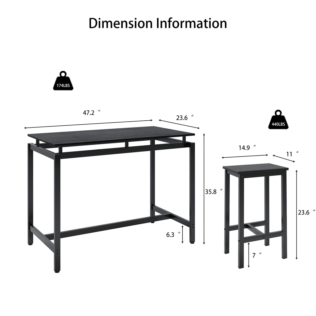 5 Pieces Dining Table Set for 4,Black Bar Table Set with 4 Bar Stools Counter Height Bar Table and Chairs Set. Pub Table Set Breakfast Table for Kitchen, Small Space - Grand Goldman Shop