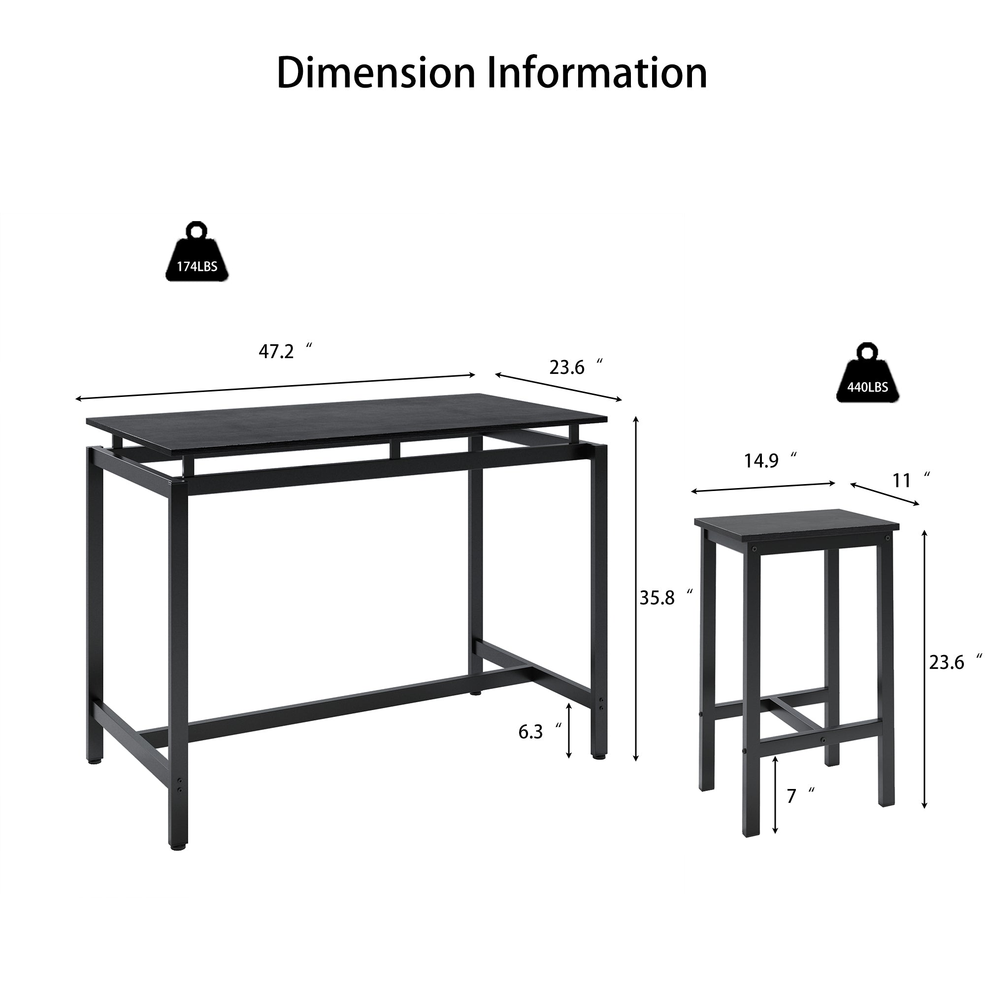 5 Pieces Dining Table Set for 4,Black Bar Table Set with 4 Bar Stools Counter Height Bar Table and Chairs Set. Pub Table Set Breakfast Table for Kitchen, Small Space - Grand Goldman Shop