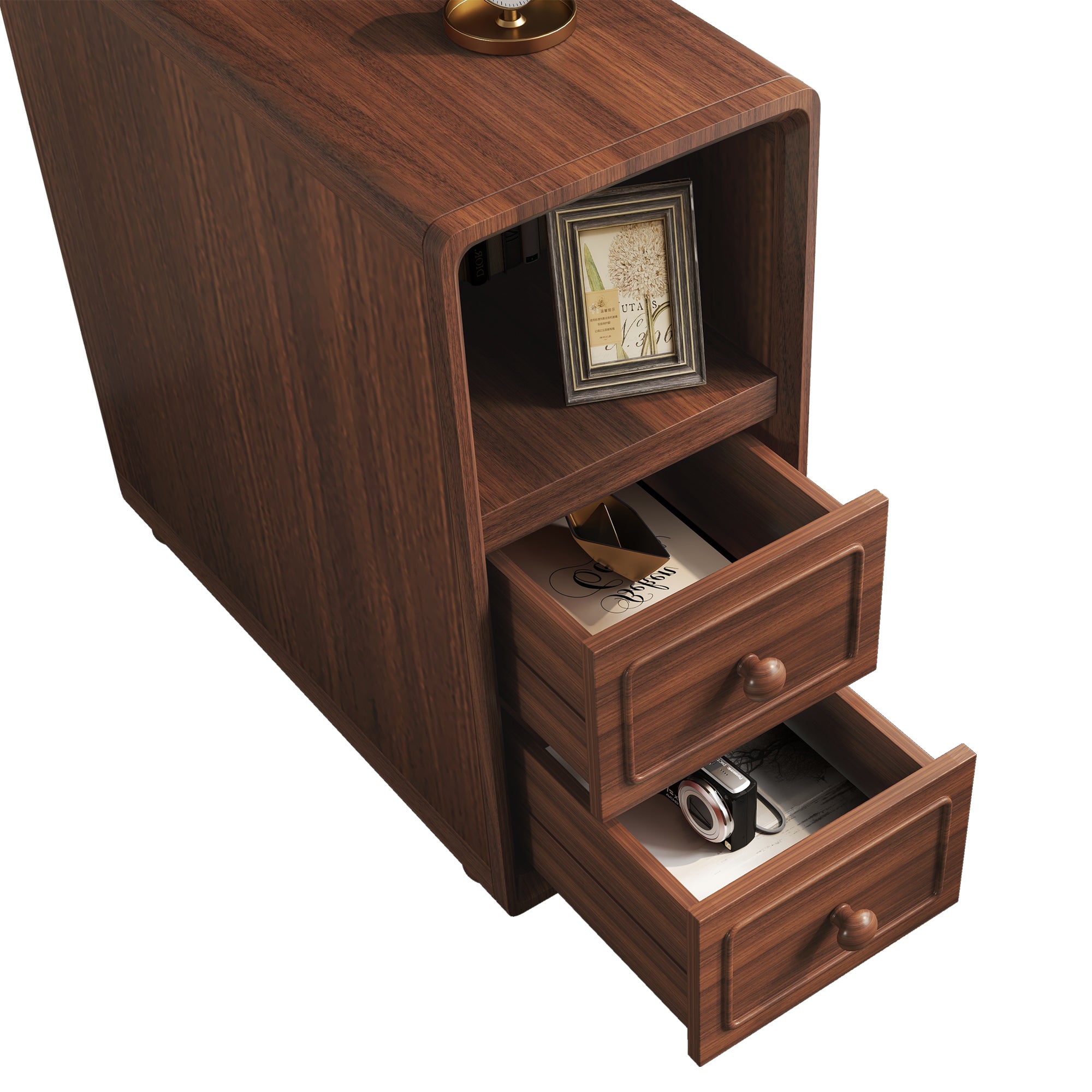 End Table with Drawers, Corner Table with Open Shelves, Tall Side Table for Bedroom and Corner(Expect Arrival Date 2025/4/16) - Grand Goldman Shop