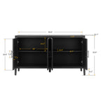 60 inches Modern Farmhouse Accent Cabinet with 4 Doors and Adjustable Shelf Wood Sideboard Buffet Cabinet Console Table Credenza Buffet Table for Kitchen Dining Room Entryway Hallway(Antique Black) - Grand Goldman Shop