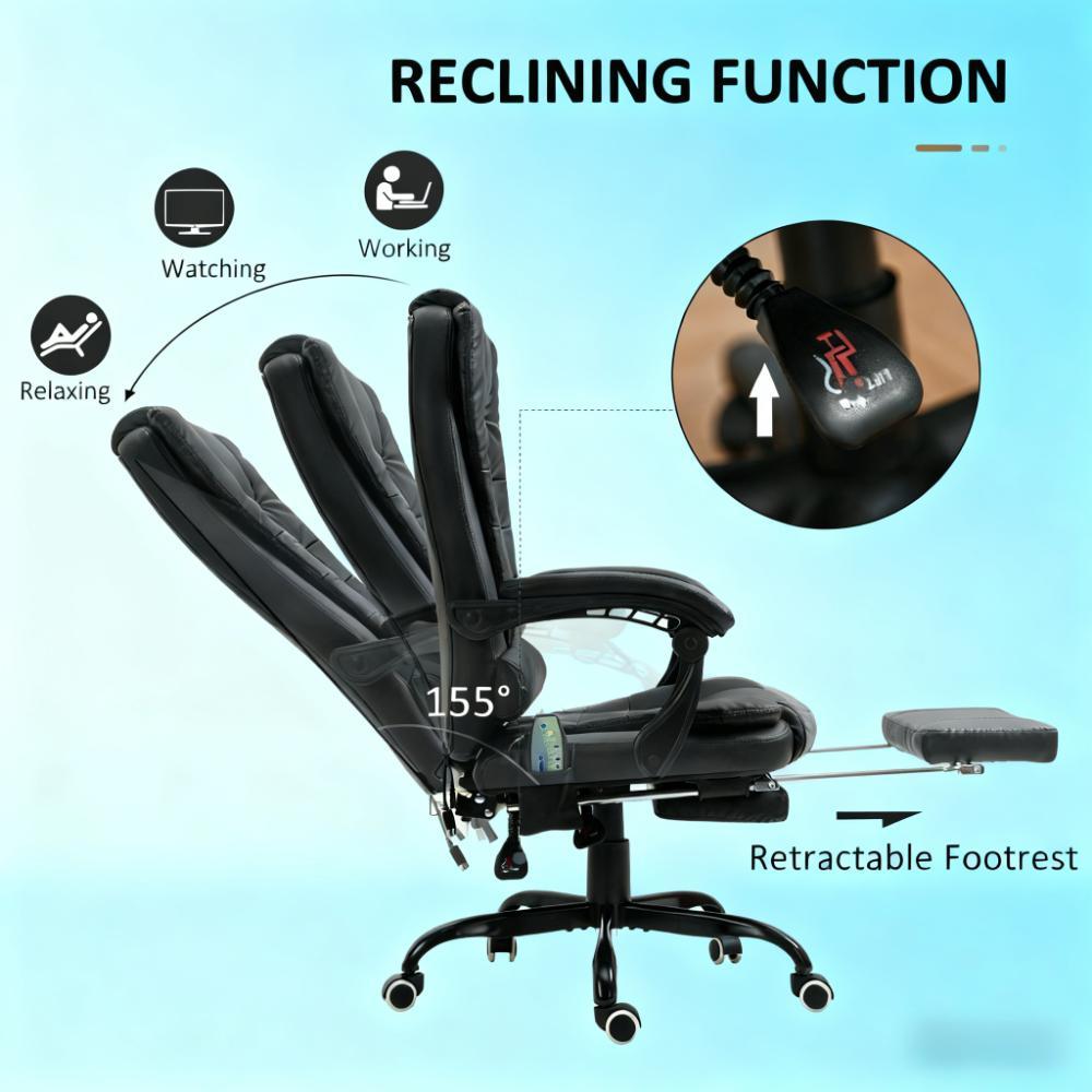 Massage Office Chair High Back Executive Recliner with Lumbar Support,Footrest,Reclining Back,Adjustable Heigh - Grand Goldma