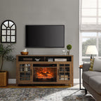 55 inch TV Media Stand with Electric Fireplace KD Inserts Heater,Reclaimed Barnwood Color - Grand Goldman Shop