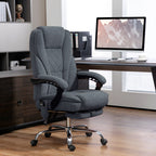 Vinsetto Massage Office Chair with Foot Rest, Executive Office Chair with 6 Vibration Point and Heat, Reclining Computer Chai
