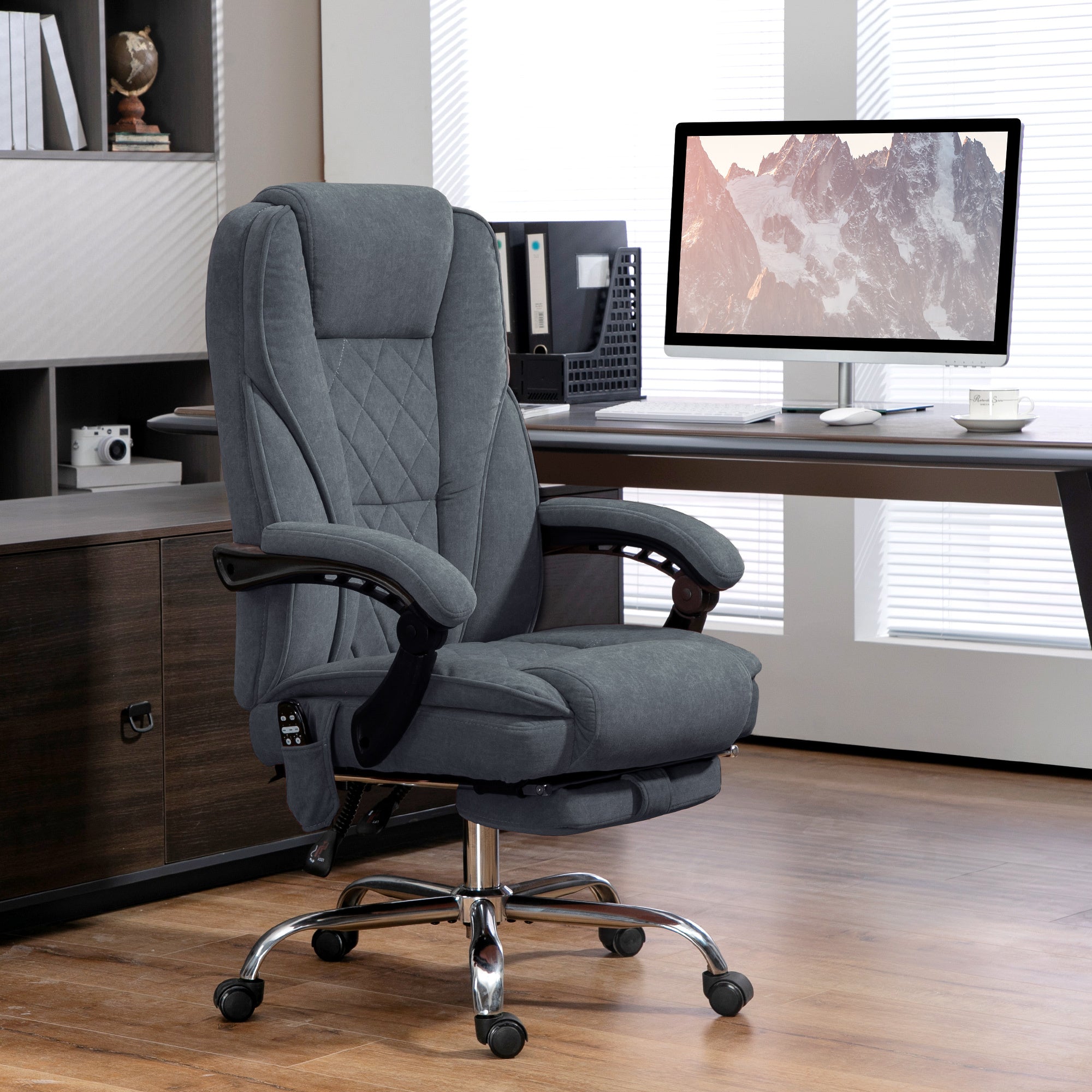 Vinsetto Massage Office Chair with Foot Rest, Executive Office Chair with 6 Vibration Point and Heat, Reclining Computer Chai