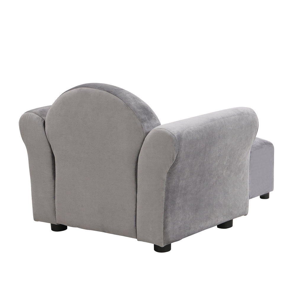 Kids Upholstered Couch with Ottoman for Toddlers, Dark Gray Velvet | Premium Home Decor - Grand Goldman