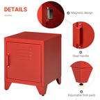 HOMCOM Industrial End Table, Living Room Side Table with Locker-Style Door and Adjustable Shelf, Red - Grand Goldman Shop