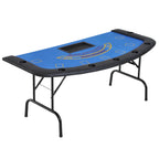 Soozier Poker Table Foldable, 72' Blackjack Table for 7 Players with Chip & Cup Holder, Blue Felt - Grand Goldman