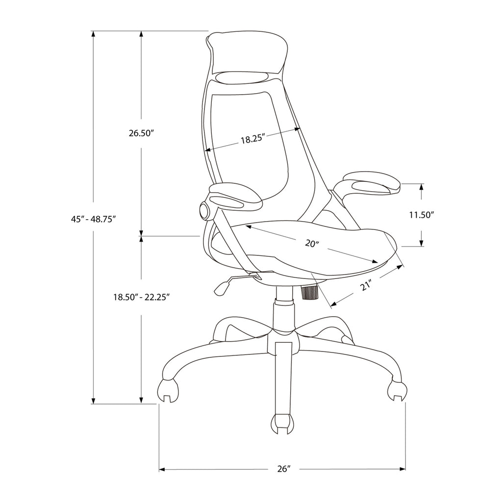 Contemporary Office Chair with Adjustable Height, Swivel, Ergonomic Design, Grey Mesh Fabric, Chrome Metal Base, Modern Work 