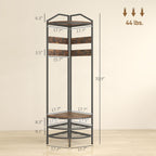 Coat Rack Corner Hall Tree, Industrial 4-Tier Coat Rack with Shoe Storage, 8 Movable Hooks and 2 Shelves - Grand Goldman Shop