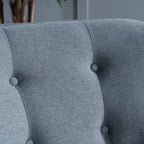 Mid-Century Modern Arm Chair in Charcoal Fabric with Tufted Back and Wooden Legs - Grand Goldman Shop