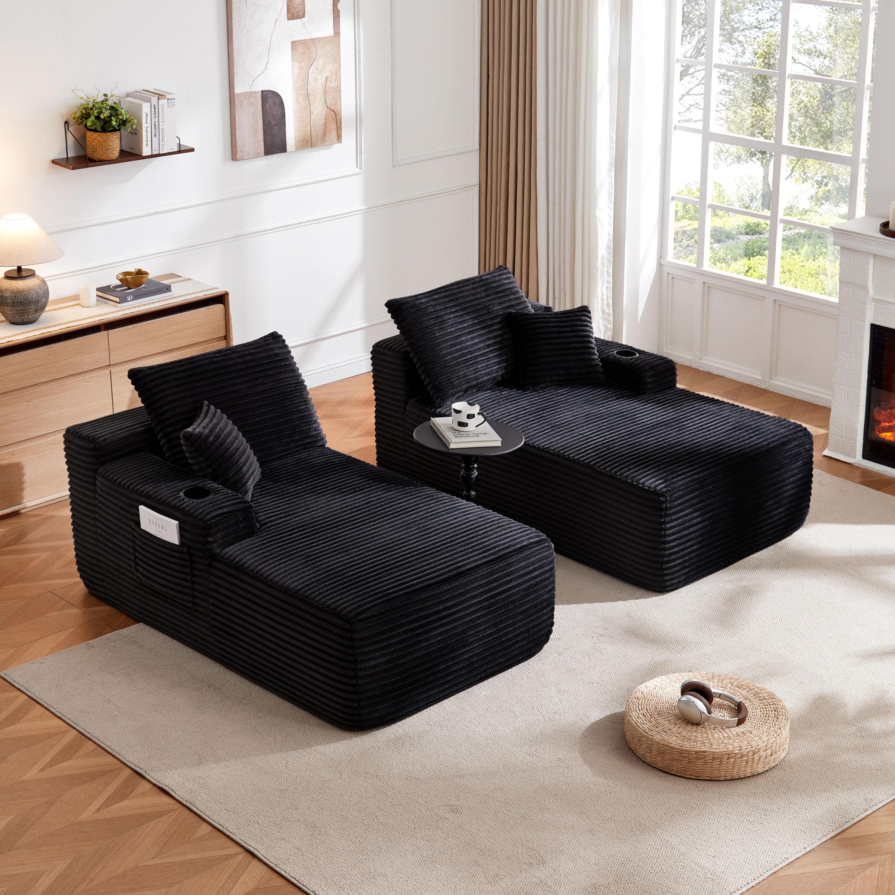69' Cloud Sectional Couch, L-Shape Chaise with R-Shape Chaise with Deep Seat and Comfortable 2 Seater Couch for Modern Living Room,(Plush  Fabric),Black - Grand Goldman Shop