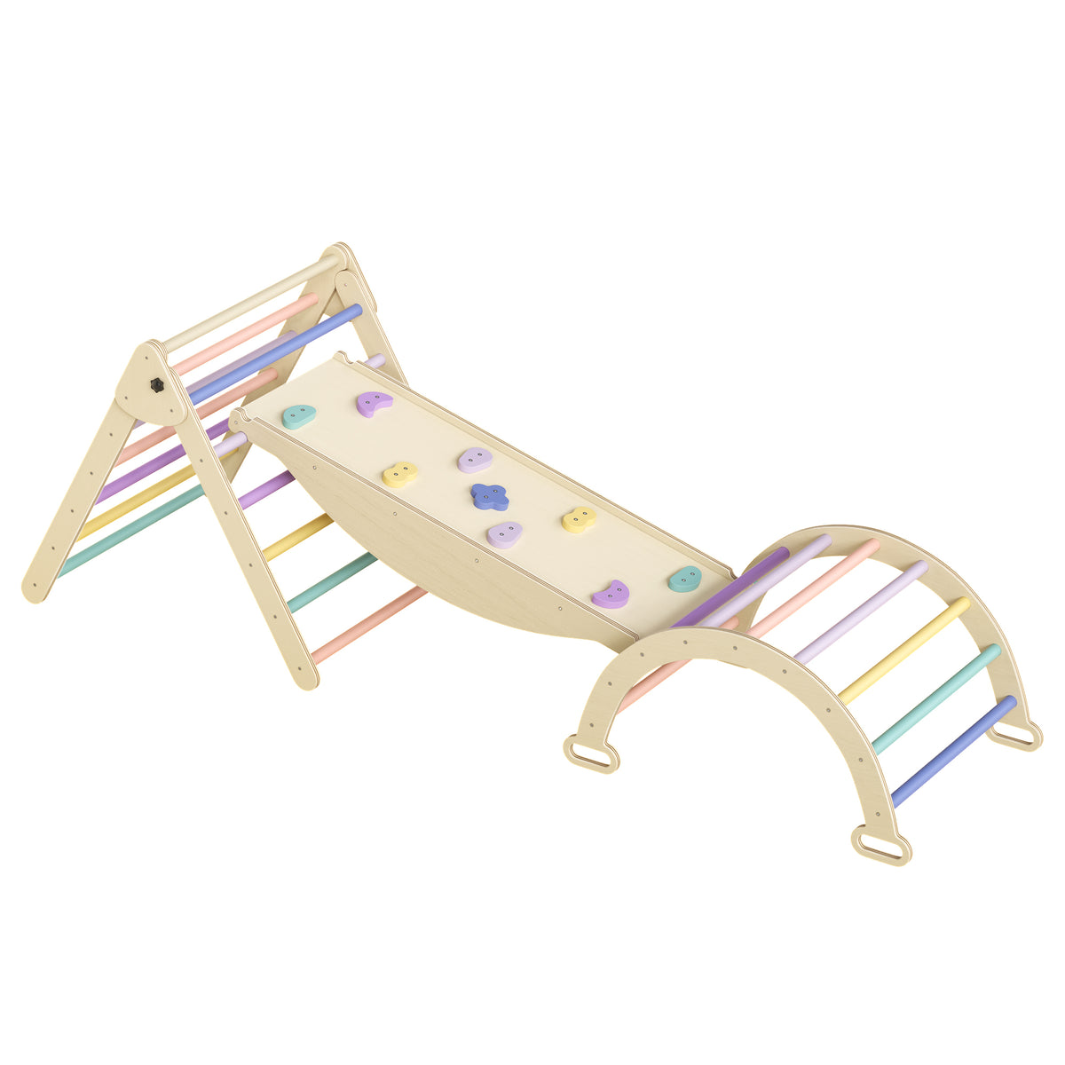 5 in 1 Pikler Triangle Set, Baby Climbing Toy, Montessori Learning Toy with Arch, Ramp, and Climbing Triangle - Shop Quality 