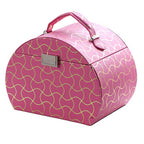 Travel Jewelry Case with 2 Drawer Storage and Wavy Textured Pattern, Pink - Grand Goldman Shop