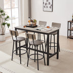 Bar Table Set with 4 Bar stools PU Soft seat with backrest, Grey, 47.24'' L x 23.62'' W x 35.43'' H - Grand Goldman Shop