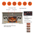 60 Inch Electric Fireplace  Entertainment Center With Door Sensor-Jasmine white color - Grand Goldman Shop