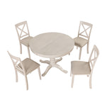 Antique White Modern Dining Table Set for 4 with Round Table and Chairs, Solid Wood & MDF - Grand Goldman Shop