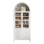 K&K 71' Tall Arched Kitchen Pantry Cabinet with 2 Large Drawers, Modern Farmhouse Kitchen Storage Cabinets with Adjustable Shelves, Glass Door, Wood Versatile Cupboard for Kitchens, Dining Room, White - Grand Goldman Shop