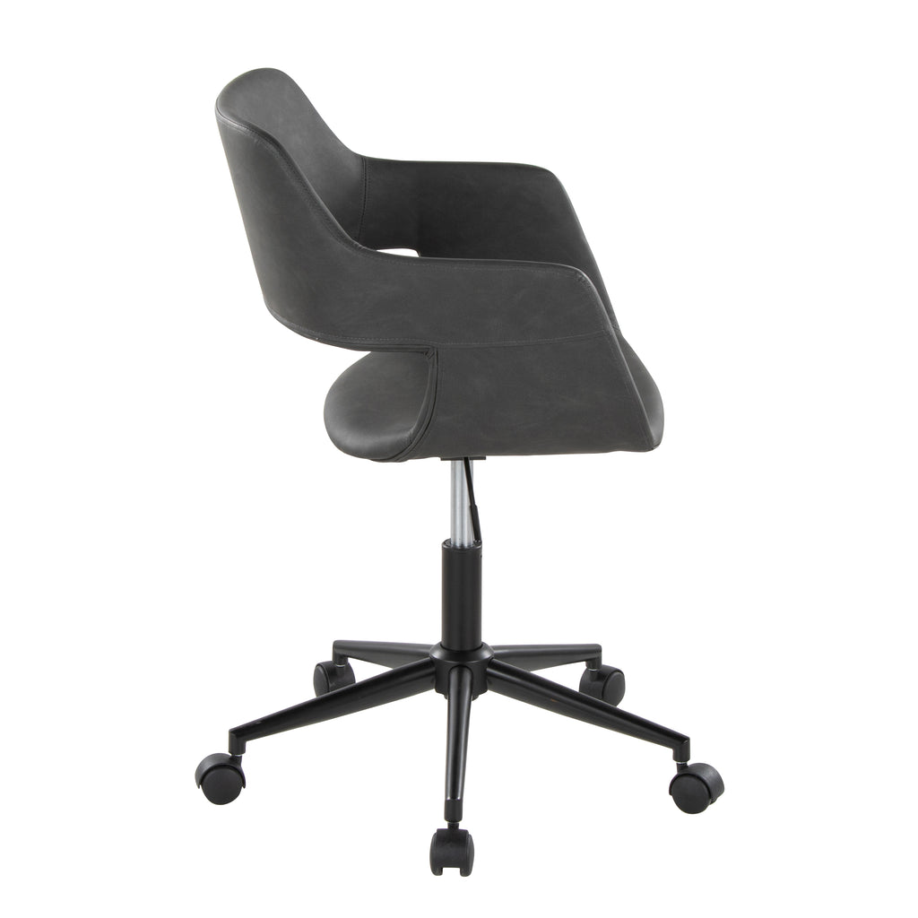 Contemporary Task Chair in Black Metal and Grey Faux Leather - Grand Goldman
