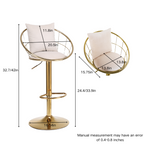 Off-White Velvet Bar Chair, Pure Gold Plated, Unique Design, 360-Degree Rotation, Adjustable Height, Suitable for Dining Room and Bar, Set of 2 - Grand Goldman Shop