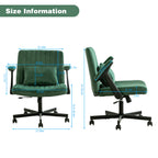 Green Velvet Criss Cross Armrest Office Chair with Wheels - Modern for Home Office, Meditation & Creative Work | Premium Home