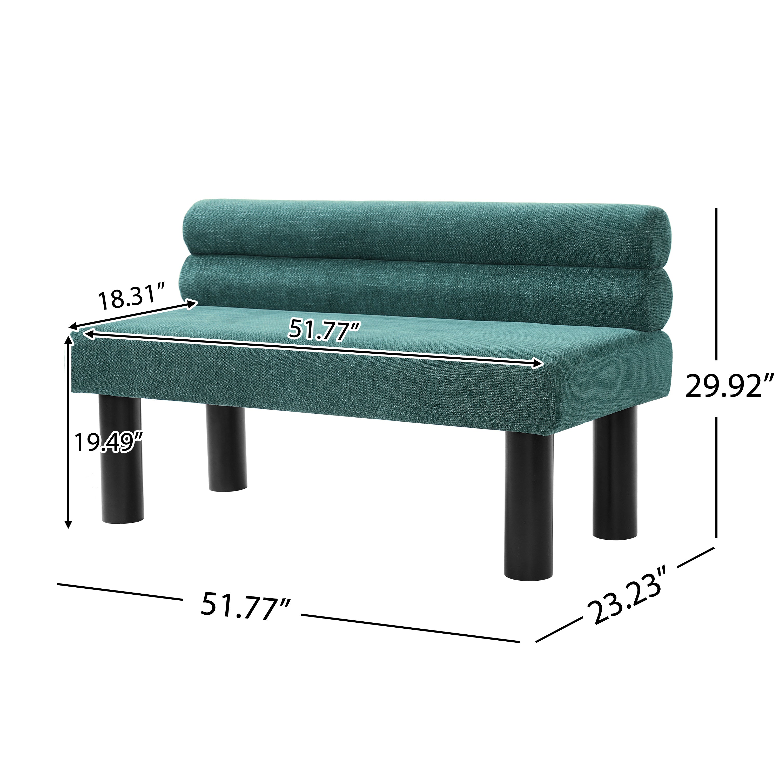 Upholstered Dining Bench, End of Bed, Entryway Bench, Ottoman for Dining Room, Bedroom, Living Room, Rubber Wood Leg 300 LBS Support, Green - Grand Goldman Shop