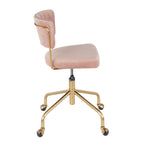 Contemporary Task Chair in Gold Metal and k Velvet - Grand Goldman