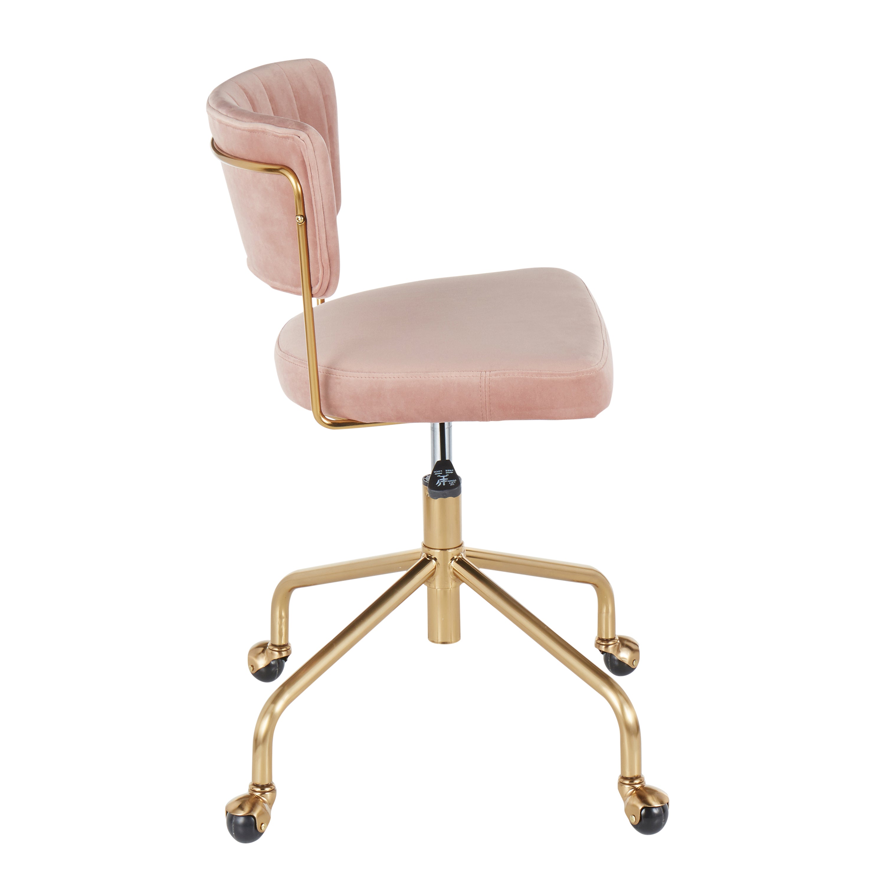 Contemporary Task Chair in Gold Metal and k Velvet - Grand Goldman