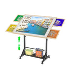 Wooden 1500 Pieces Puzzle Table with Drawer, 35'*27.17' Adjustable Puzzle Table, 360° Tilting Puzzle Table with Legs and Whee