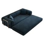 78.8' Compression Sofa,Convertible Floor Sofa Bed-with Pillow Back Support Armrest,Comfy Futon Couch Sleeper Bed,Loveseats Boneless Modular Sectional Sofa,Corduroy fabric,for Living Room,Bedroom,Blue - Grand Goldman Shop