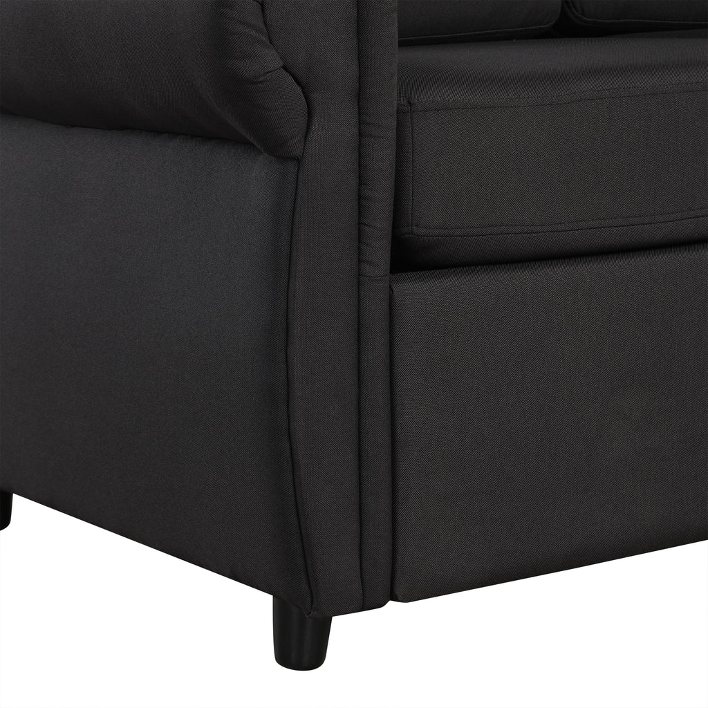 Orisfur Pull Out Sofa Bed Loveseat Sleeper with Twin Size Memory Foam Mattress & USB Ports, Black Linen - Grand Goldman Shop