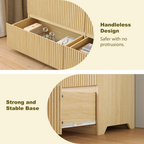6 Drawer Storage Cabinet ,Dresser, Wood Storage Tower Clothes Organizer with Wavy drawer panel, Wide Chest of 6 Drawers, Large Storage Space for Bedroom, Hallway, Entryway Living Room Natural - Grand Goldman Shop