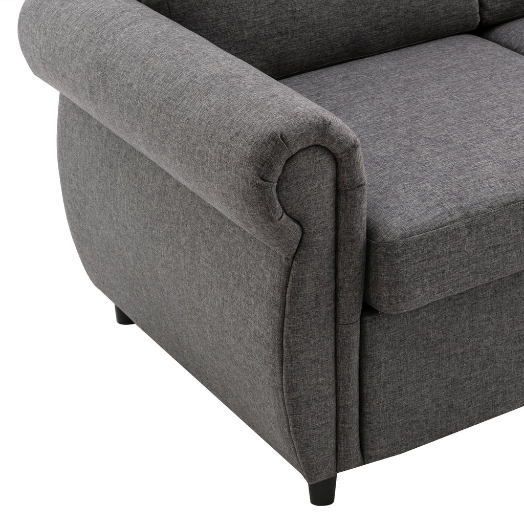 Orisfur Pull Out Sofa Bed Loveseat Sleeper with Twin Size Memory Mattress and USB Ports, Grey Linen, 57.9' - Grand Goldman Shop