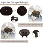 Gia Round Extendable Dining Table with 16' Leaf Wood, Espresso - Grand Goldman Shop