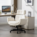 Criss Cross Chair with Adjustable Armrests & Wheels & Headrest, Lounge Vanity Desk Chair with Wide Seat for Cross-Legged Sitt