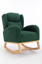 049-Teddy Fabric Rocking Chair With Packet Wood Legs,Green - Grand Goldman Shop